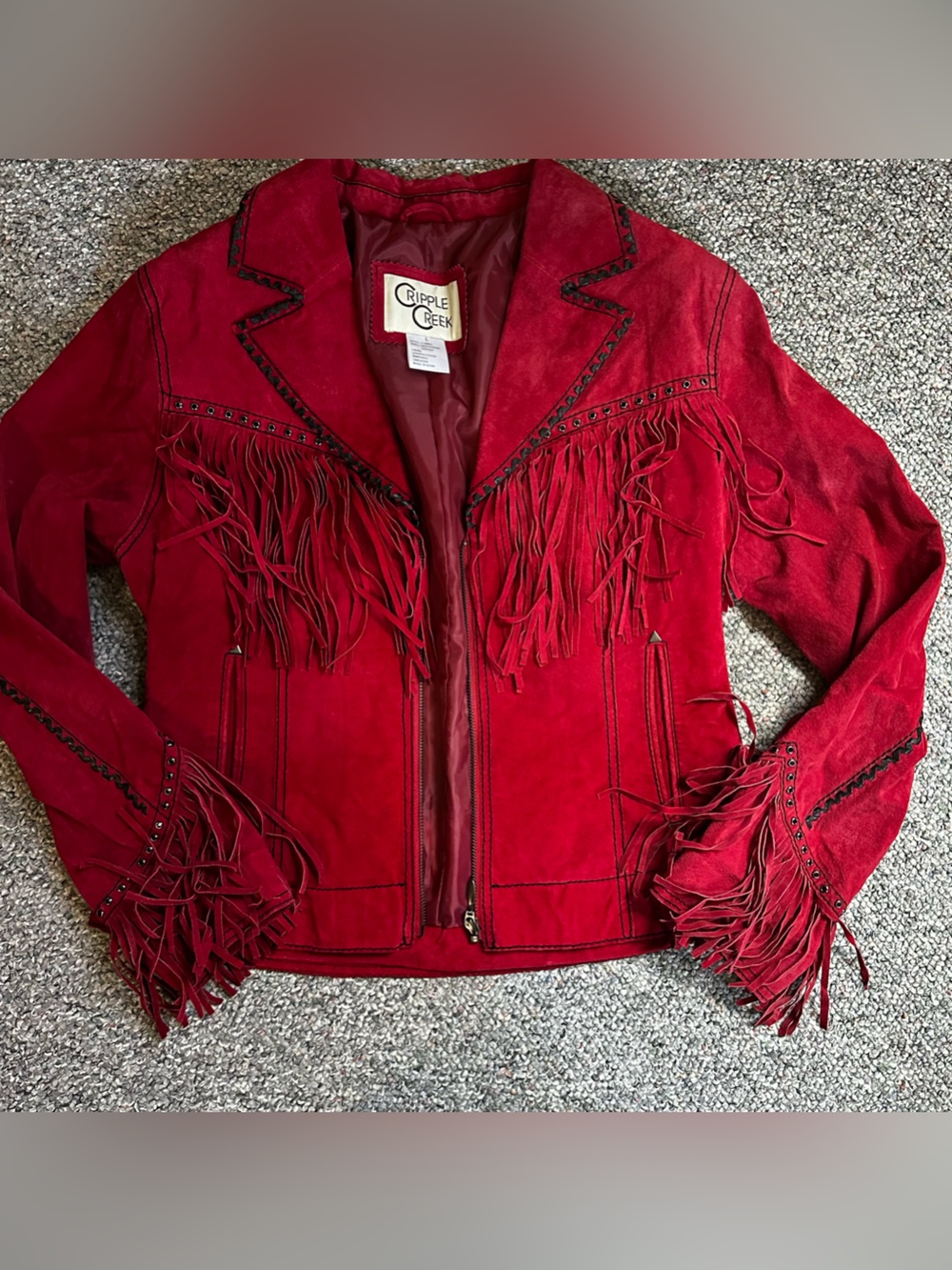 Cripple Creek Women’s Red Suede Fringe Jacket